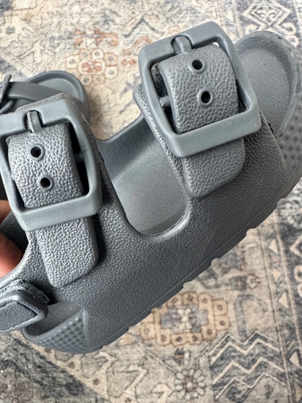 Gray Toddler Sandals Size 7 Double Strap Buckle Summer Shoes